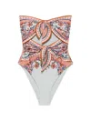 Zimmermann Aster Scarf Tie One-piece Swimsuit Blue Paisley Floral
