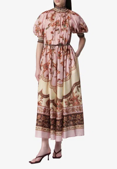 ZIMMERMANN ASTER PUFF-SLEEVED SILK MAXI DRESS