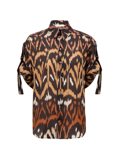 Zimmermann Aster Ikat Print Relaxed Silk Button-up Shirt In Multi