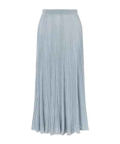 Zimmermann Aster Ribbed Metallic Midi Skirt In Gray