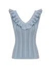 Zimmermann Womens Metallic Blue Aster Metallic Frilled Rib-knit Top In Blue