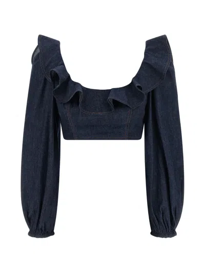 Zimmermann Aster Ruffled Top In Blue