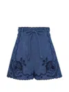 Zimmermann Womens Railway Blue Aster Embroidered Denim Shorts Xs In Blue