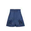 Zimmermann Womens Railway Blue Aster Embroidered Denim Shorts Xs In Blue