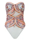 Zimmermann Aster Scarf Tie One-piece Swimsuit Blue Paisley Floral In Blue