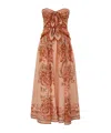Zimmermann Womens Pink Paisley Floral Aster Scar Silk Midi Dress Xl In Orange