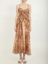 Zimmermann Womens Pink Paisley Floral Aster Scar Silk Midi Dress Xl In Rosa