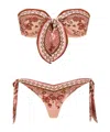 Zimmermann Womens Pink Paisley Floral Aster Scarf Tie Bikini Set Xs In Multi