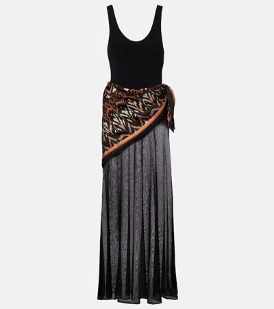 Zimmermann Aster Scarf-detailed Organza Maxi Dress In Black