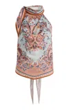 Zimmermann Aster Scarf-detailed Silk Blouse In Multi