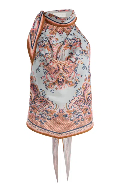 Zimmermann Aster Scarf-detailed Silk Blouse In Multi