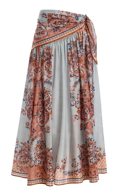 Zimmermann Aster Scarf-detailed Silk Maxi Skirt In Multi