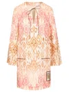Zimmermann Aster Print Long Sleeve Linen Shift Dress In Multi