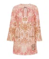Zimmermann Aster Print Long Sleeve Linen Shift Dress In Pink