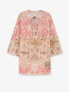 Zimmermann Aster Print Long Sleeve Linen Shift Dress In Pink