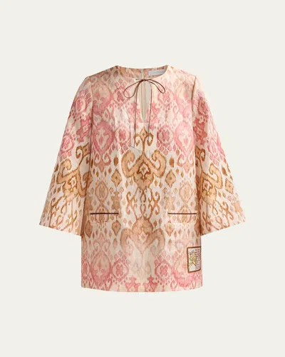Zimmermann Aster Shift Mini Dress In Pink Ikat