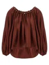 Zimmermann Blouse Aster With Ruffles And Beads In Red