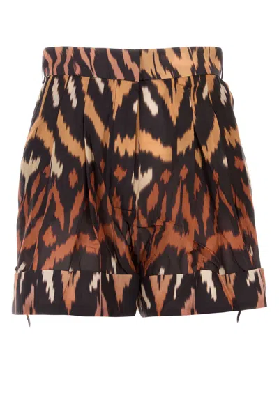 Zimmermann Ikat-print Buckle-detail Shorts In Black