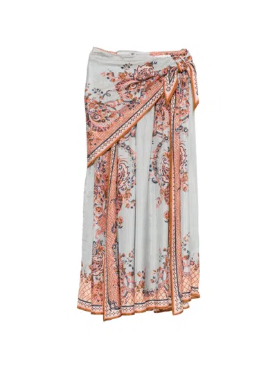 Zimmermann Aster Side-tie Midi Skirt In Multi