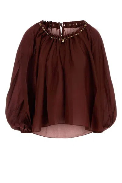 Zimmermann Aster Silk Blouse In Burgundy