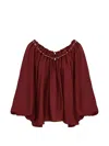 Zimmermann Blouse Aster With Ruffles And Beads In Brown