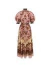 Zimmermann Womens Mauve Jacobean Aster Billow Silk Maxi Dress Xl In Pink