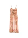 Zimmermann Womens Pink Paisley Floral Aster Scar Silk Midi Dress Xl In Pink