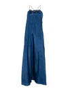 Zimmermann Womens Dark Cobalt Aster Gathered-bead Silk Maxi Dress In Blue