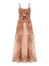 Zimmermann Womens Pink Paisley Floral Aster Scar Silk Midi Dress Xl In Brown