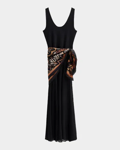 Zimmermann Aster Silk Scarf Maxi Dress In Black
