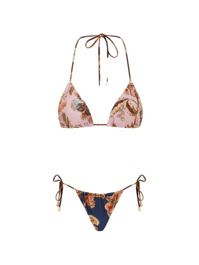 Zimmermann Womens Aster Floral Spliced Bikini Set Xs In Black