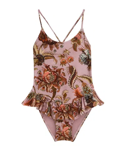 Zimmermann Kids' Aster Swimsuit In Brown
