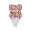 Zimmermann Aster Scarf Tie One-piece Swimsuit Blue Paisley Floral In Multi