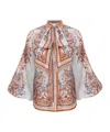 Zimmermann Paisley Floral Pure Silk Blouse With Self-tie Neck Detail In Multi