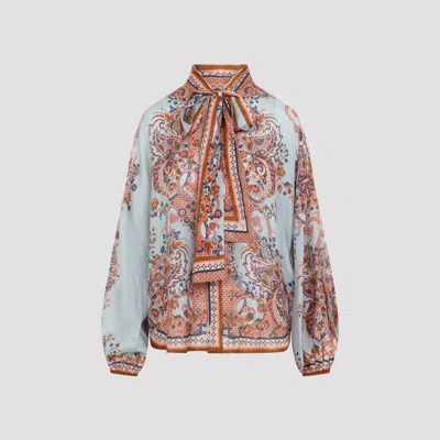 Zimmermann Aster Tie-neck Silk Blouse In Multicolour