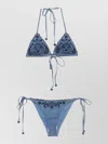 Zimmermann Aster Paisley Embroidered Denim Two-piece Swimsuit In Blue