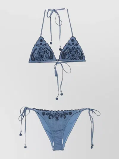 ZIMMERMANN ASTER TRIANGLE BIKINI SET EMBROIDERED FLORAL