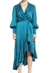 Zimmermann Silk Wrap Midi Dress In Blue