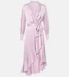 Zimmermann Asymmetric Silk Wrap Dress In Pink