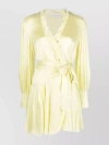 Zimmermann Yellow Silk Wrap Dress In Cream
