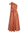 Zimmermann Junie Metallic Asymmetric Midi Dress In Brown