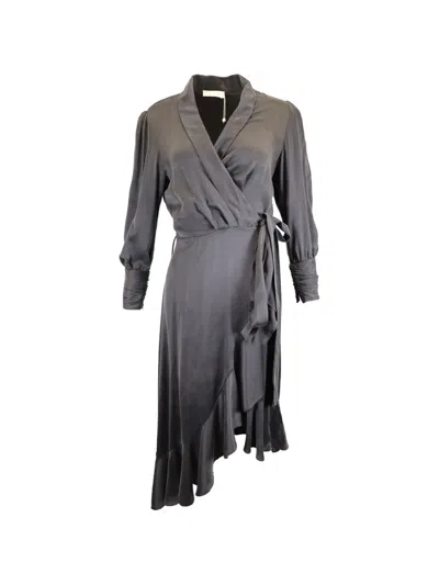 Pre-owned Zimmermann Asymmetrical-hem Midi Dress In Gray