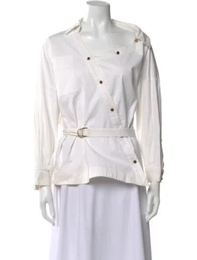 Pre-owned Zimmermann Asymmetrical Long Sleeve Blouse In White