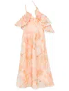 Zimmermann Ruffled Printed Linen And Silk-blend Midi Dress In Pink