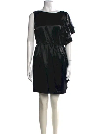 Pre-owned Zimmermann Asymmetrical Mini Dress In Black