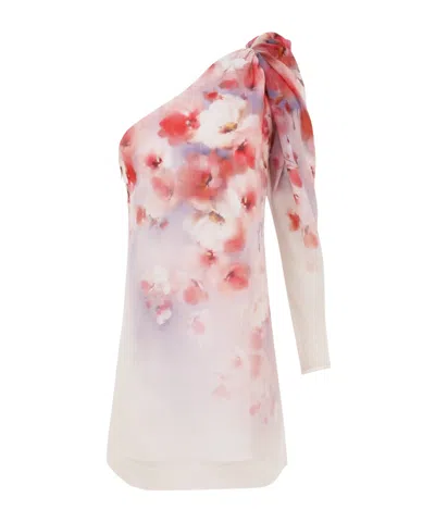 Zimmermann Crush Asymmetrical Mini Dress In Pink