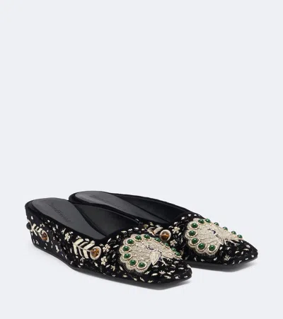 Zimmermann Atelier Embellished Embroidered Cotton Mules In Black