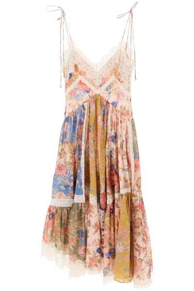 Zimmermann August Asymmetric Lace-trimmed Paisley-print Silk Midi Dress In Multicolor