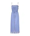 Zimmermann August Belted Broderie Anglaise-trimmed Linen Midi Dress In Blue