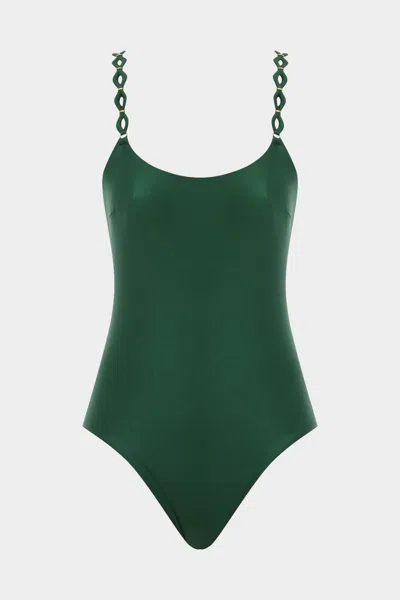 Zimmermann August Diamond Trim One-piece In Forest Green